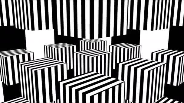 Černobílé pruhy. Počítač generované abstraktní pozadí, 3D vykreslení - Záběry, video