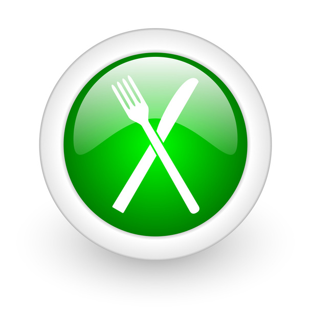 food green circle glossy web icon on white background - Фото, изображение