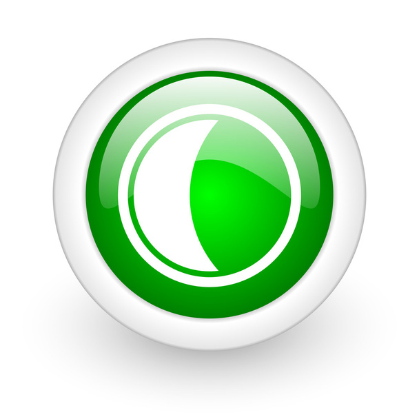 moon green circle glossy web icon on white background - Photo, Image