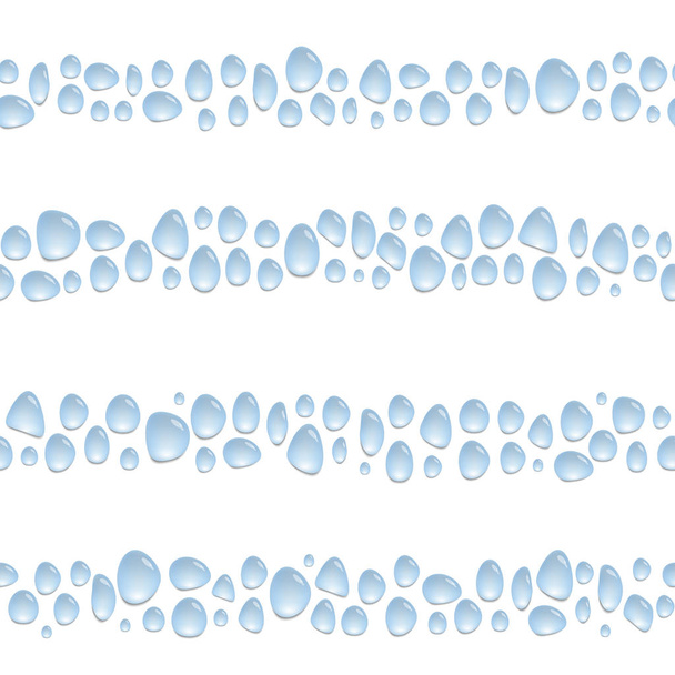 horizontale nahtlose Wassertropfenstreifen, Linien auf dampfender Oberfläche, Hintergrund mit blauen Wasserflecken, Vektor-Tapete - Vektor, Bild