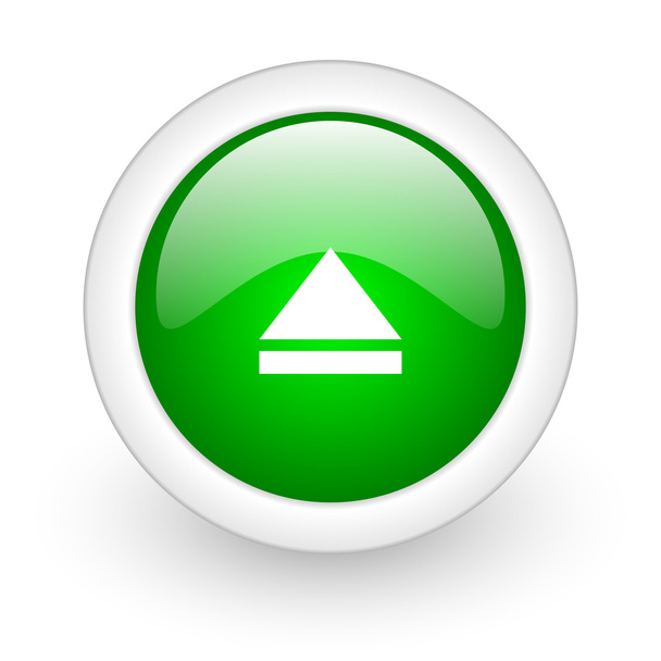 eject green circle glossy web icon on white background - Fotografie, Obrázek