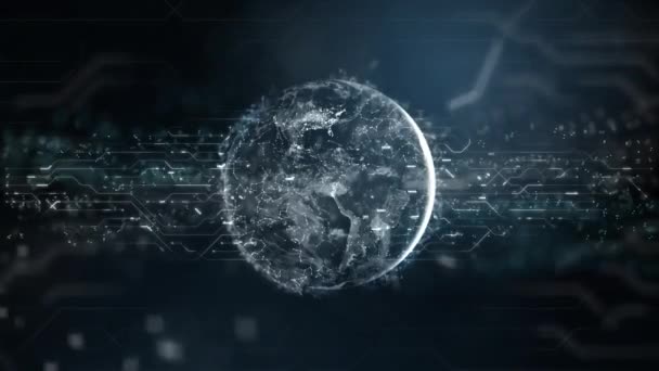 Future technology background with world and digital big data information flowing field connections.Animation for vr,ai,iot, blockchain,cloud.America and United States visible. 4k render video. - Footage, Video