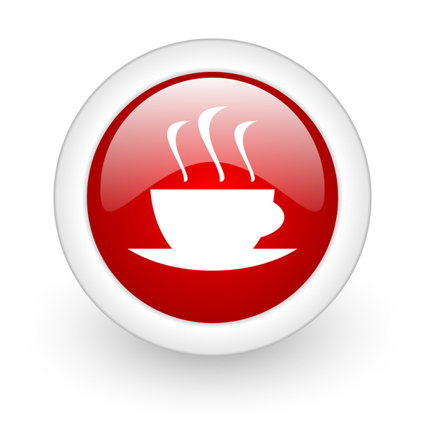 coffee red circle glossy web icon on white background - Φωτογραφία, εικόνα