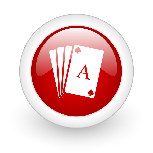 playing cards red circle glossy web icon on white background - Фото, зображення