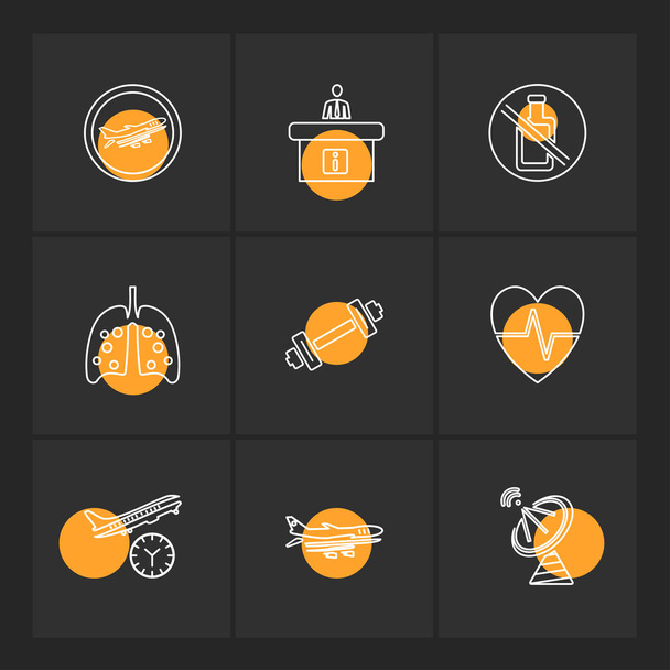 minimalistic flat vector app icons on black background - Vector, Image