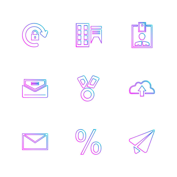 set of minimalistic flat vector app icons on white background - Vector, Image