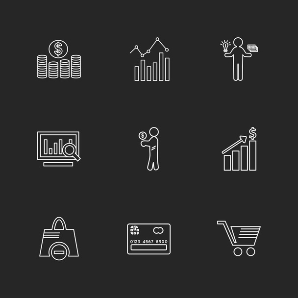 minimalistic flat vector app icons on black background  - Vektor, Bild