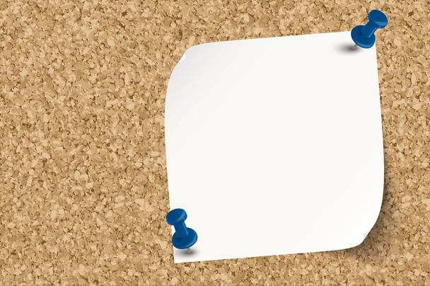 hoge gedetailleerde kurk prikbord met gepind plakkerig papier - Vector, afbeelding