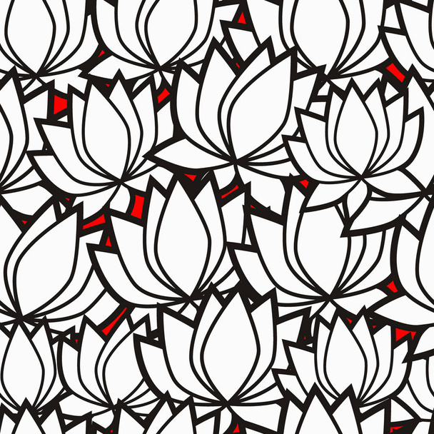 Lotus Oriental lilies on the leaves pattern - Vektor, kép