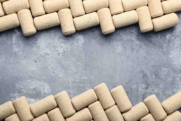 Wine corks on grey wooden table - Foto, immagini