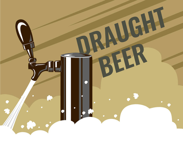 ambachtelijke bier pictogram op bruine achtergrond - Vector, afbeelding