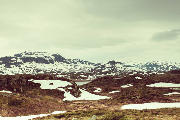 Norway hiking area, scenic mountains landscape in summer. - 写真・画像