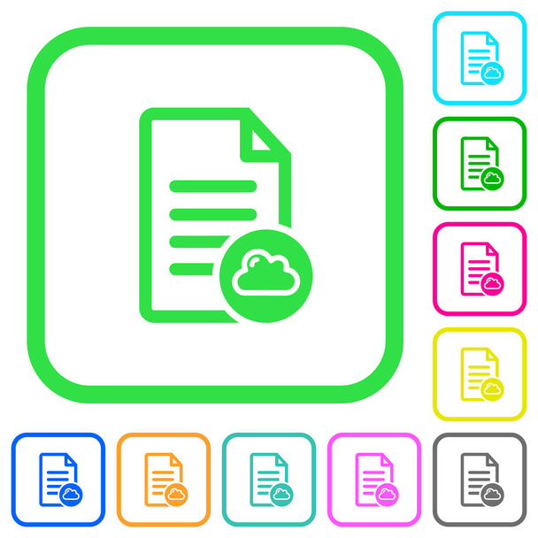 Cloud document vivid colored flat icons in curved borders on white background - Vector, Image