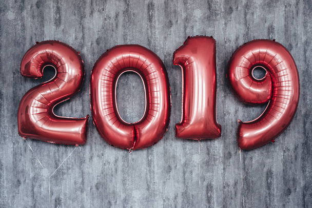 Christmas New Year 2019 numbers balloons. Celebration, holiday. - Photo, Image
