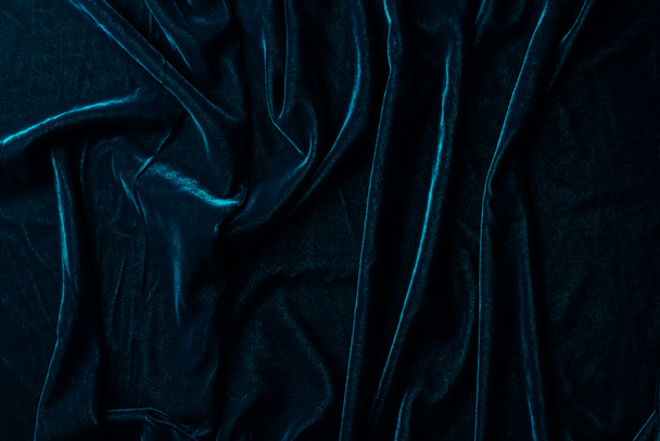 top view of dark green velvet textile as background - Φωτογραφία, εικόνα