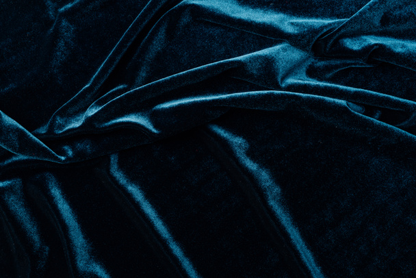 top view of dark turquoise velvet textile as background - Фото, зображення