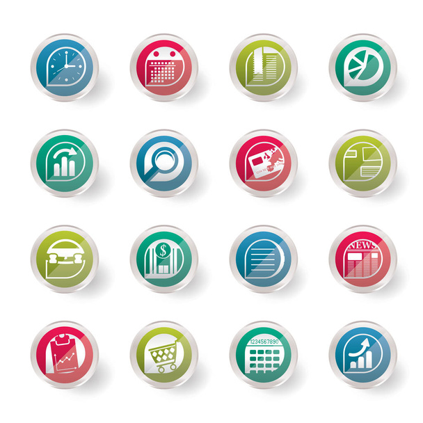 Gestileerde Business en Office Internet-pictogrammen over gekleurde achtergrond - Vector Icon Set  - Vector, afbeelding