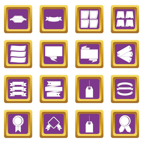 Different colorful labels icons set purple - Вектор, зображення