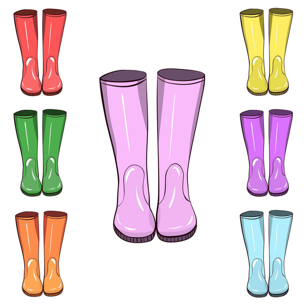 Rubber boots, gumboots. Hand drawn, vector isolated illustration. Protect from water and mucky terrain - ベクター画像