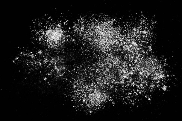White powder isolated on black background - Photo, Image
