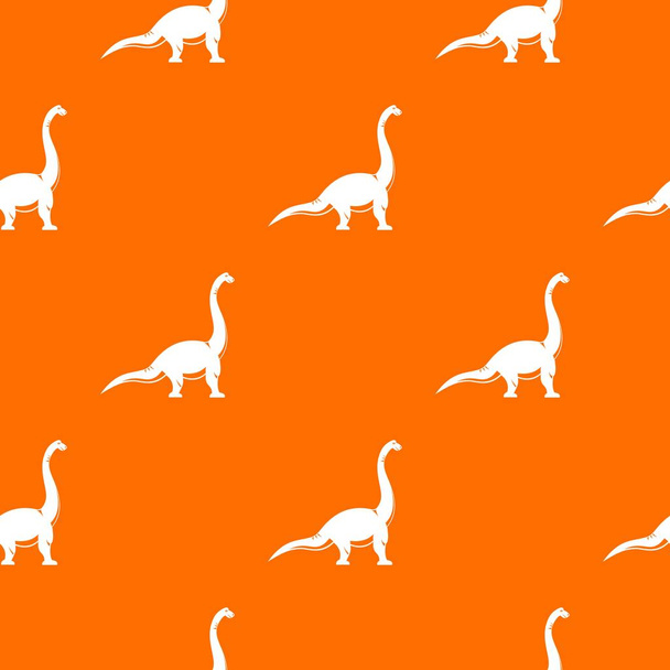 Brachiosaurus dinosaur pattern repeat seamless in orange color for any design. Vector geometric illustration - Vetor, Imagem