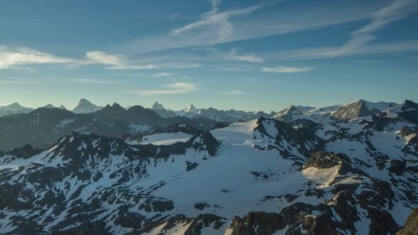 Morning of mountain peaks from Mont fort viewing point in Verbier, Swiss Alps - Footage, Video