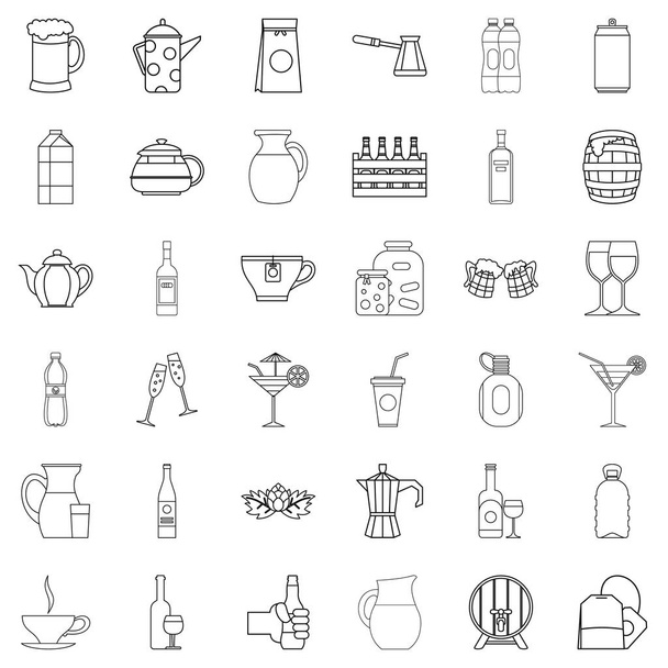 Conjunto de iconos de botella, estilo de contorno
 - Vector, Imagen