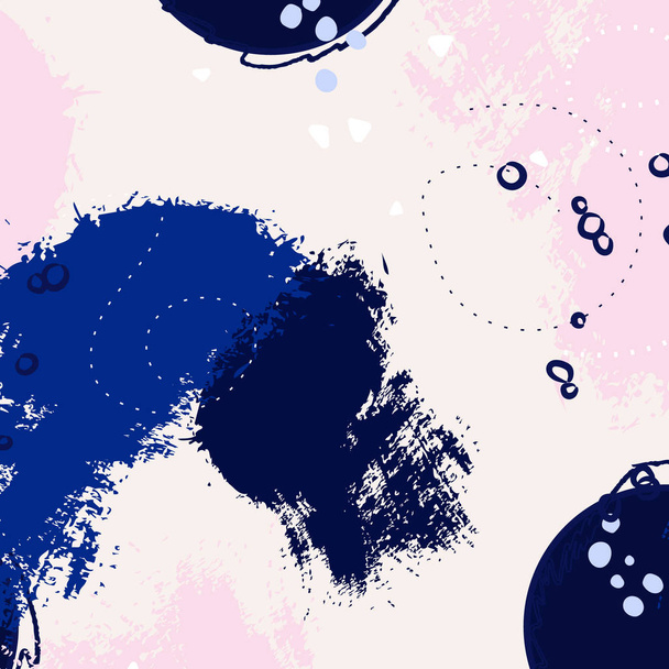 Pincelada azul marino patrón dibujado a mano. Plantillas creativas violetas abstractas, tarjetas, juego de cubiertas de color. Diseño geométrico, líquidos, formas. Textura vectorial de moda
. - Vector, imagen