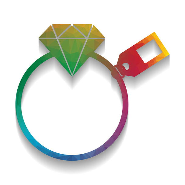 Diamond sign with tag. Vector. Colorful icon with bright texture - Vector, Image