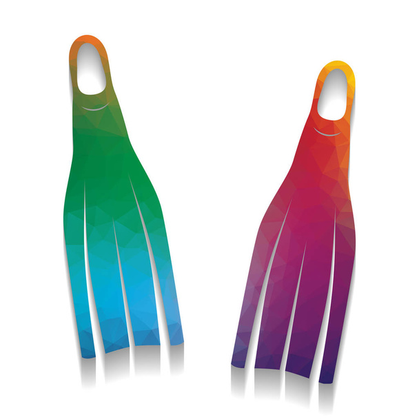 Panneau de nageoires plongeantes. Vecteur. icône colorée avec une texture brillante
  - Vecteur, image