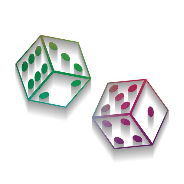Dices sign. Vector. Colorful icon with bright texture of mosaic  - Vector, Image