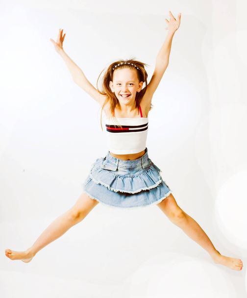 girl jumps on a white background - Photo, image
