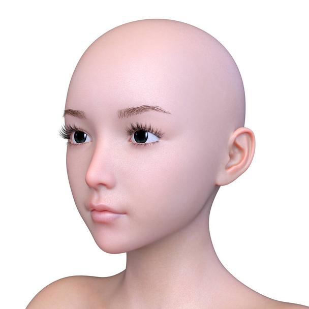 3D CG rendering of zoom up of girl face - Foto, immagini