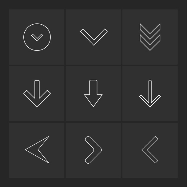 minimalistische, platte app pictogrammen op zwarte achtergrond - Vector, afbeelding