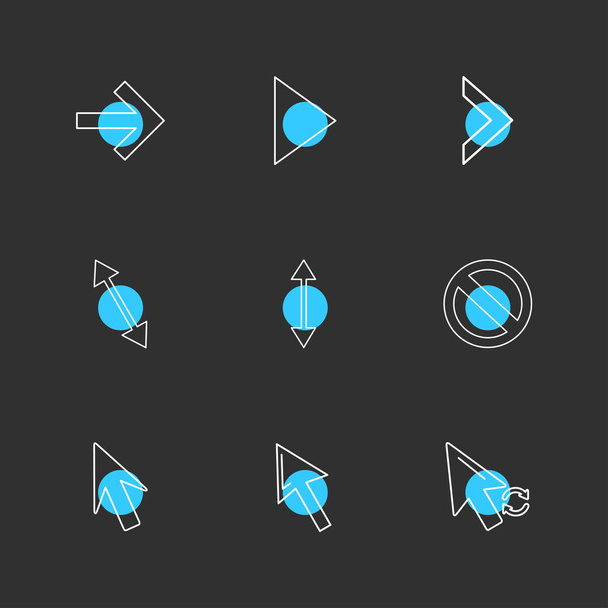 minimalistic flat app icons on black background - Wektor, obraz