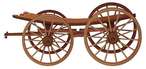 A wooden cart on white background illustration - Vector, Image