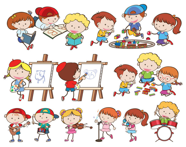 Ένα σύνολο από τα παιδιά και δραστηριότητες εικονογράφηση - Διάνυσμα, εικόνα