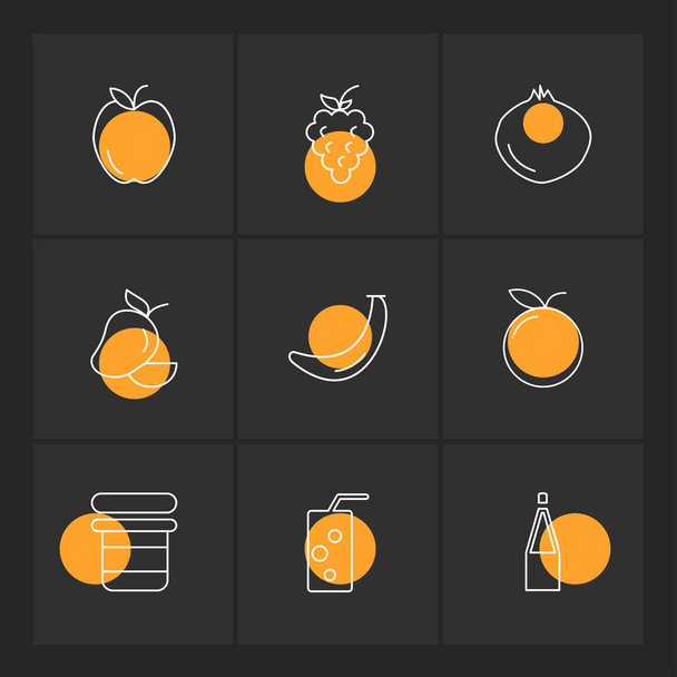 flat vector illustration icons, set of icons on black background - Vector, Image