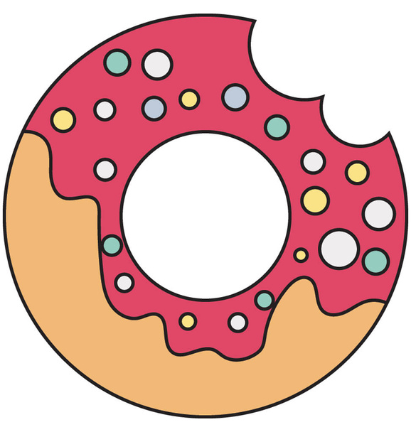 Иллюстрация вектора цвета пончика изолированная полностью редактируемая
 - Вектор,изображение