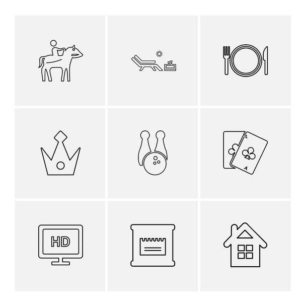 Different minimalistic flat vector app icons on white background - Vector, Image