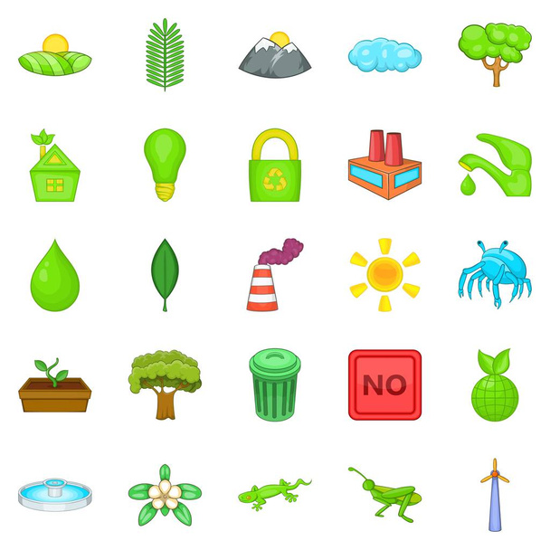 Eco iconen set, cartoon stijl - Vector, afbeelding