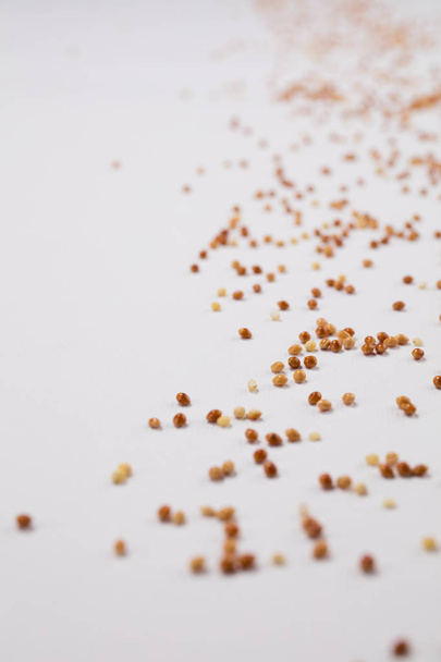Grains de millet éparpillés sur fond blanc
 - Photo, image
