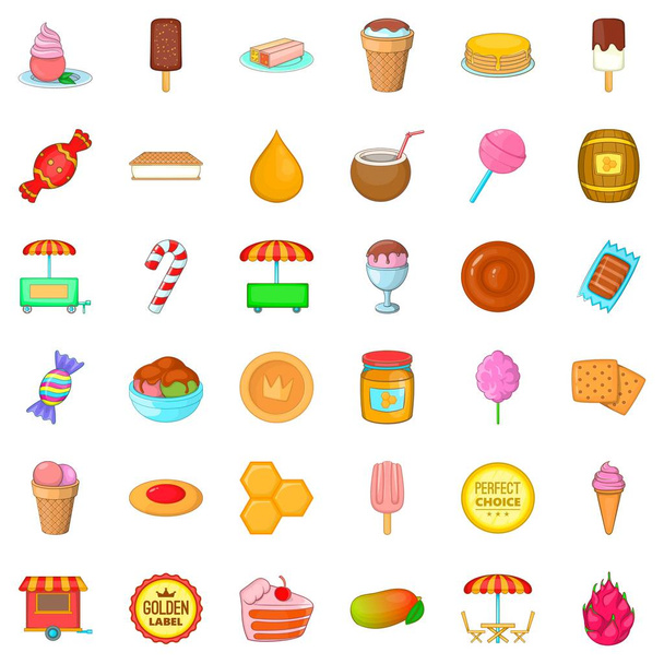 Dessert icons set, cartoon style - Vetor, Imagem