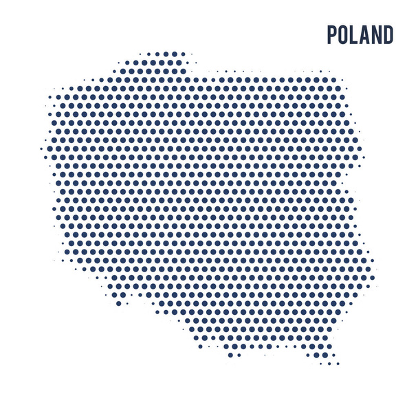 Gepunktete Landkarte von Polen isoliert auf weißem Hintergrund. Vektorillustration. - Vektor, Bild