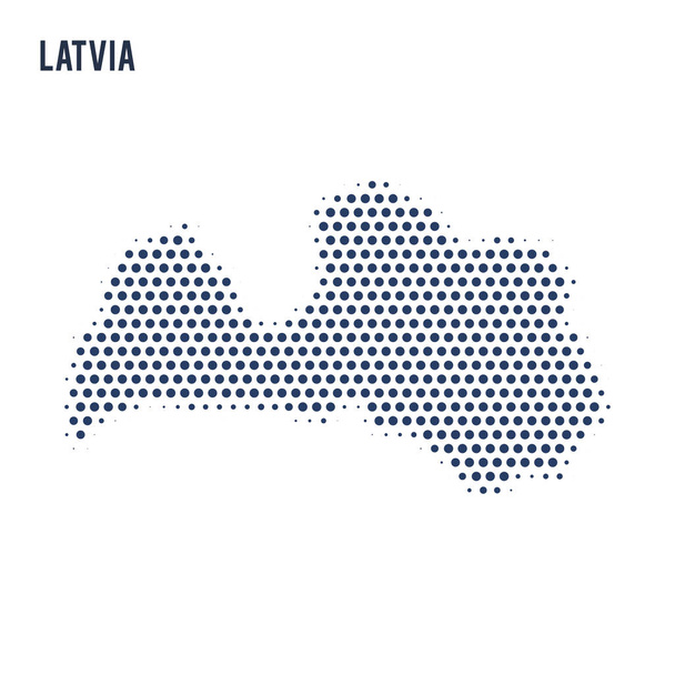 Mapa punteado de Letonia aislado sobre fondo blanco. Ilustración vectorial
. - Vector, Imagen