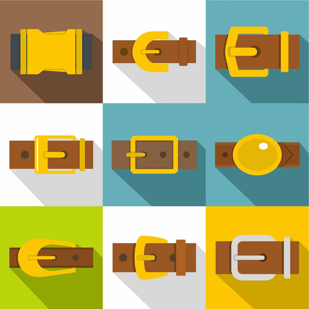Woman buckle icons set, flat style - Vector, imagen