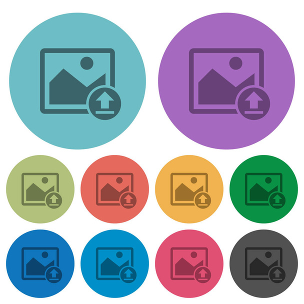 Upload image darker flat icons on color round background - Vettoriali, immagini
