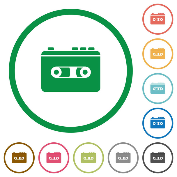 Vintage retro walkman flat color icons in round outlines on white background - Vector, Image