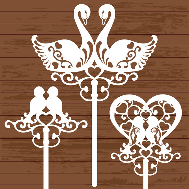 set of toppers with swans - Vector, imagen