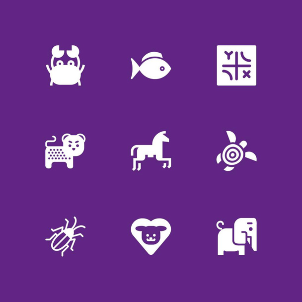 zestaw ikon zwierzęcych. Słoń, cheetah i jazda konna wektor ikona dla sieci web i projekt graficzny - Wektor, obraz